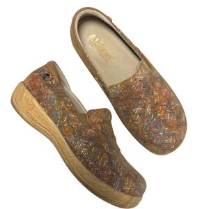 Alegria Keli Professional Rick Rack Tan Slip On Clog Shoe Size 38